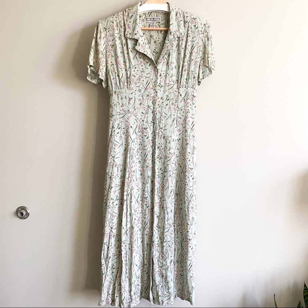 VINTAGE Dress Barn Floral Light Green Dress
